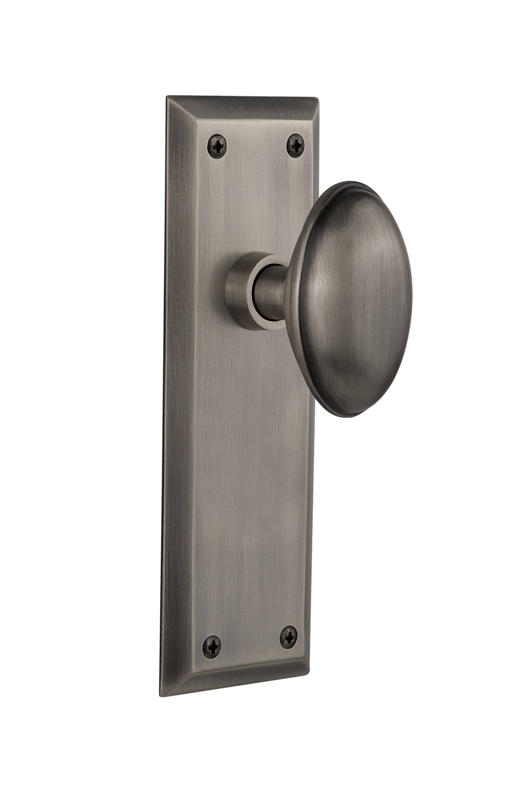 Nostalgic Warehouse 733083 New York Plate Passage Homestead Door Knob, Antique Pewter
