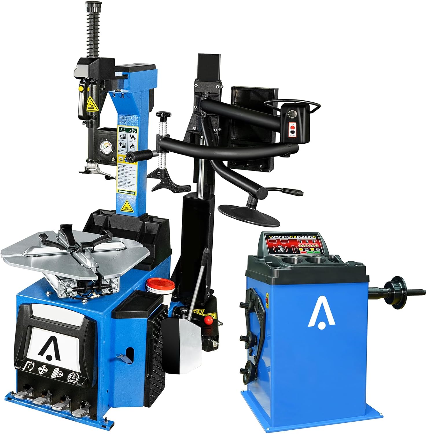 Acekool 1.5HP Tire Changer Machine, Pneumatic Tilt-back Automatic Tire Machine & Balancer Combo, Rim Clamp 10″-24″, Tire Bead Breaker 41.3″(1050mm)