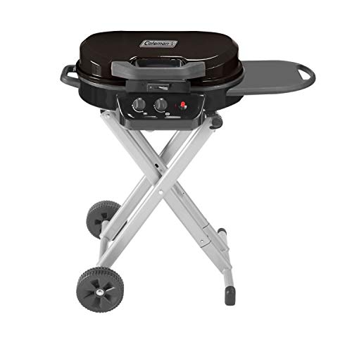 Coleman RoadTrip 225 Portable Stand-Up Propane Grill, Gas Grill with Push-Button Starter, Folding Legs & Wheels, Side Table, & 11