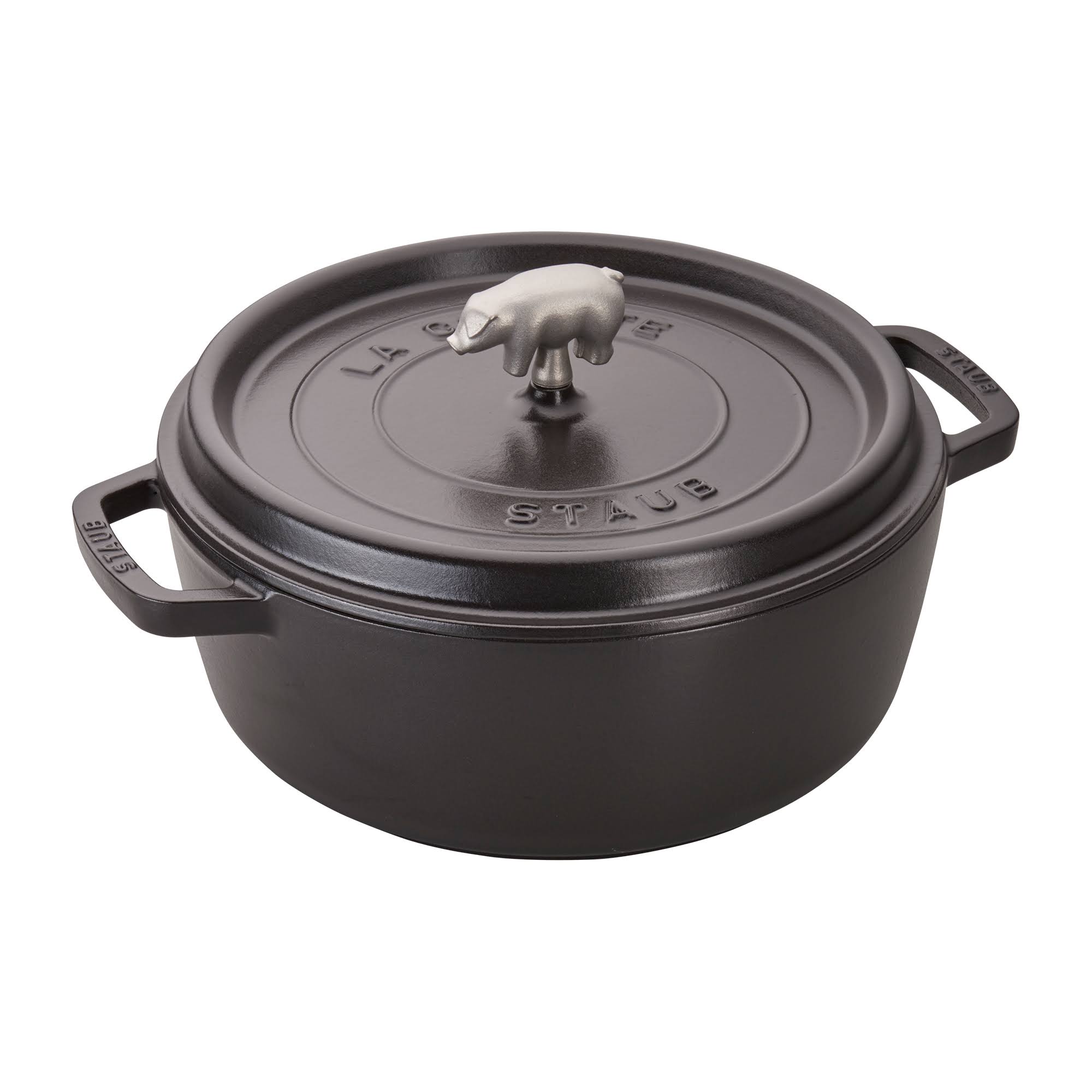 Staub - Cast Iron 6-qt Cochon Shallow Wide Round Cocotte - Matte Black