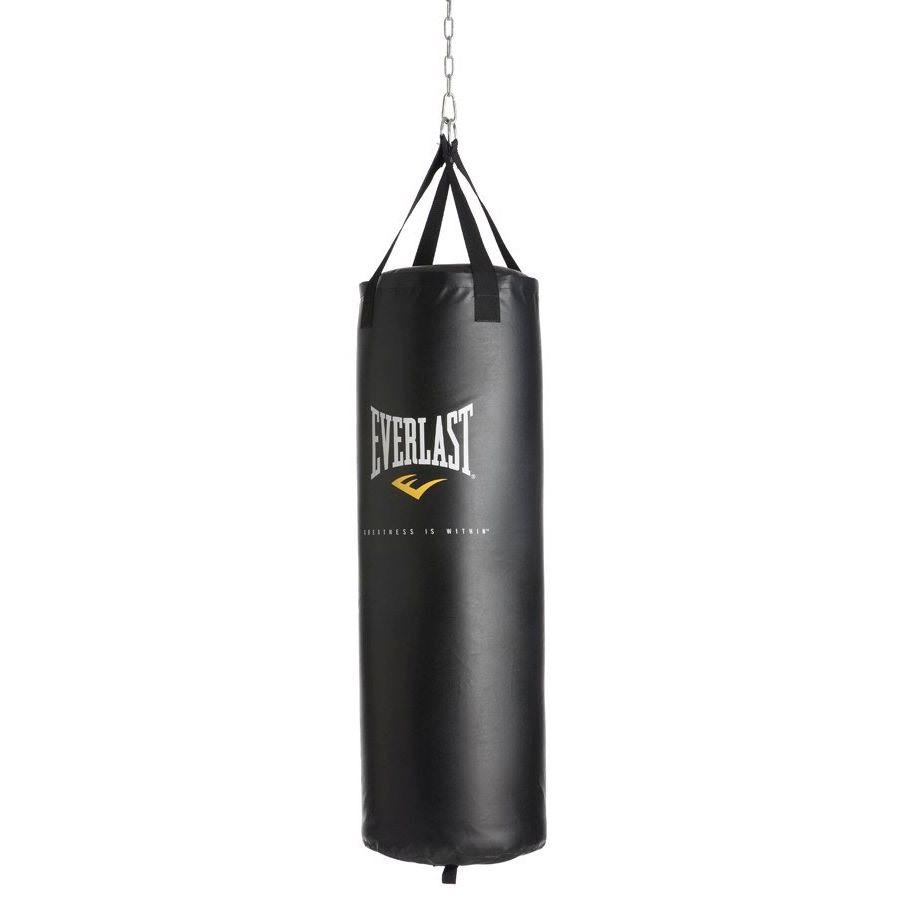Everlast Nevatear Fitness Workout 60 Pound Heavy Boxing Punching Bag, Platinum, Black
