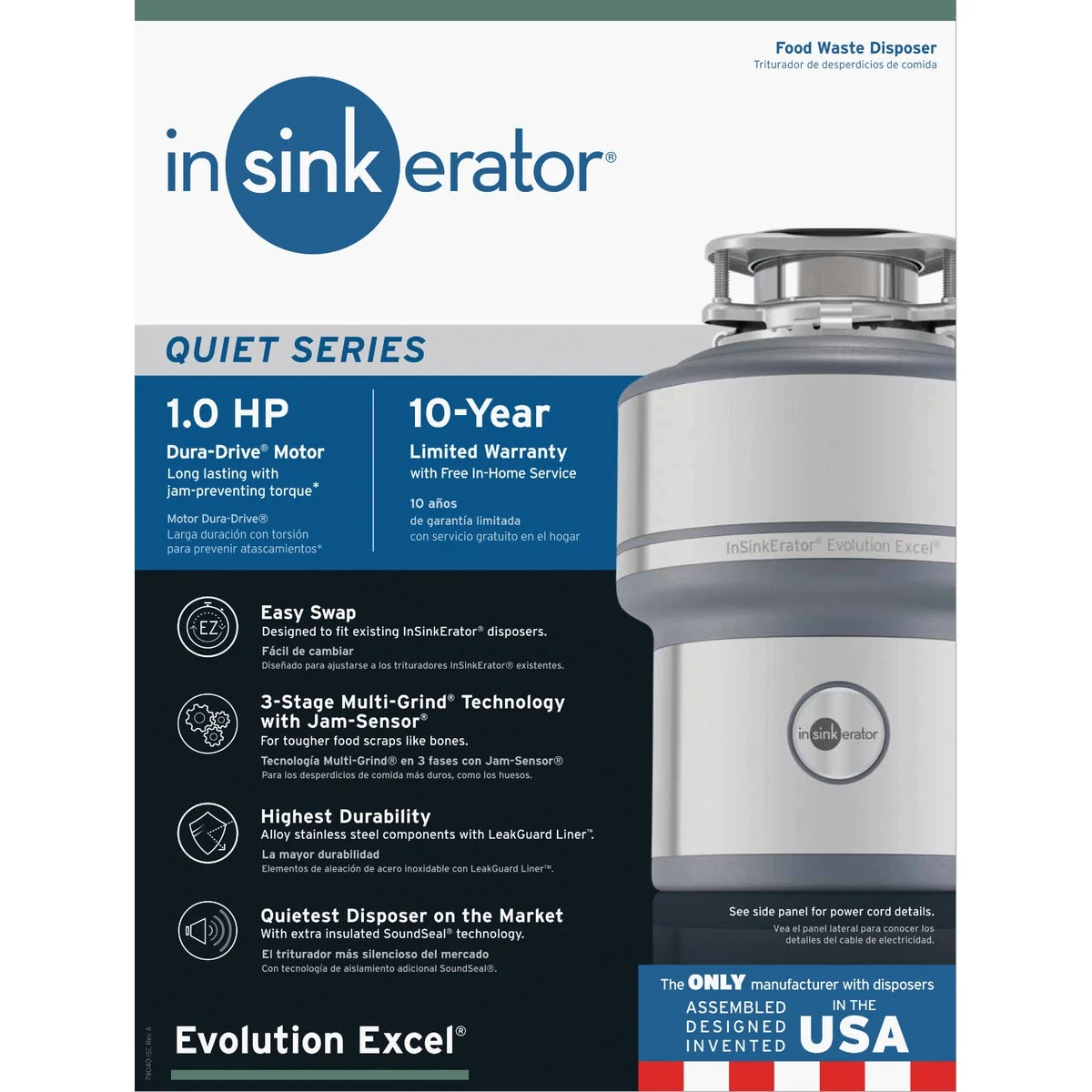 Evolution Excel 1 HP Continuous Feed Garbage Disposal