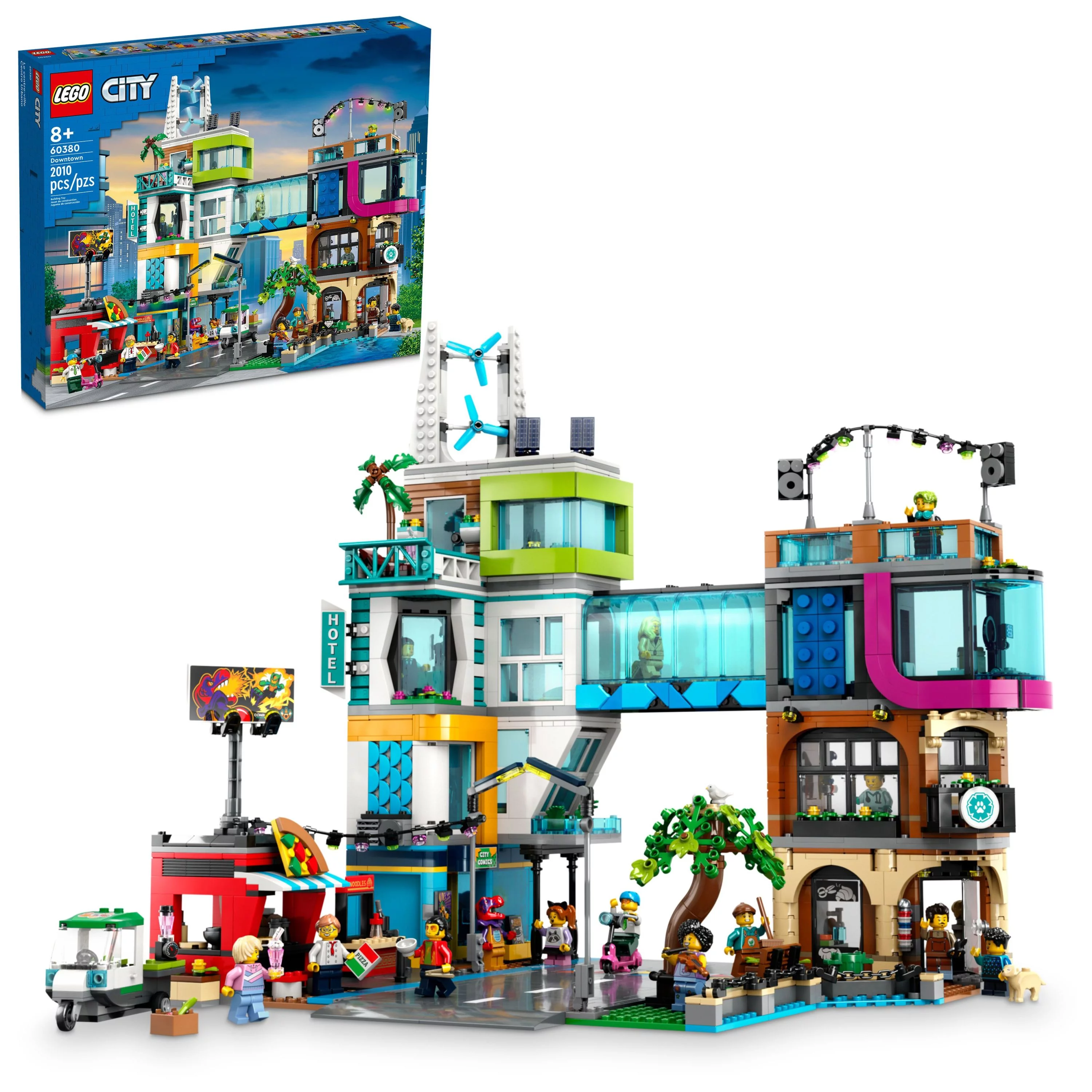 LEGO City Downtown 60380 Building Toy Set, Multi-Feature Playset with Connecting Room Modules