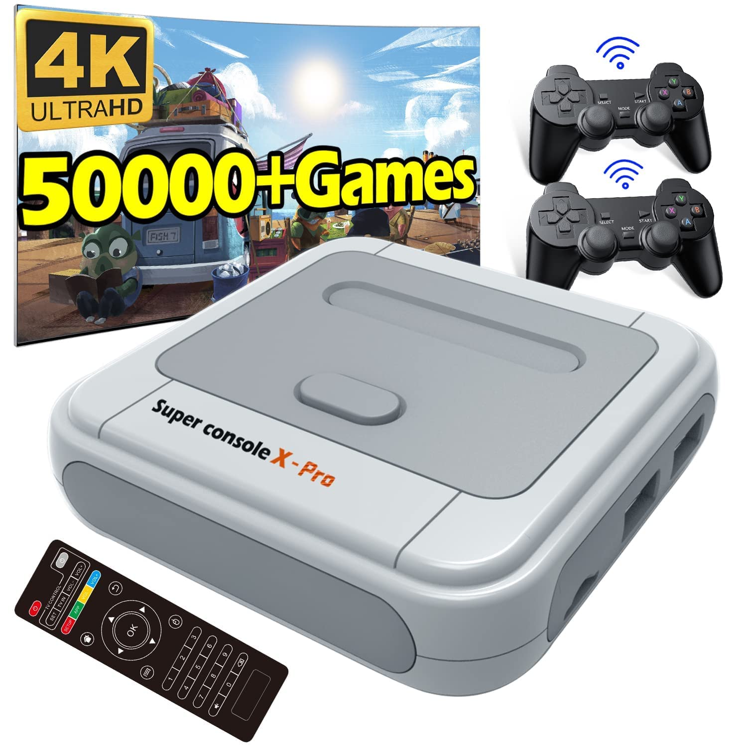Kinhank Super Console X Pro 256GB,Retro Game Consoles,50,000+ Video Games,TV&Game System in 1,Emulator Consoles for 4K HD TV,2 Controllers