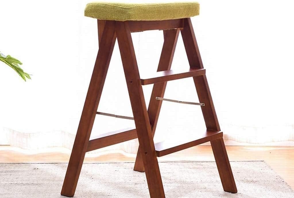 Wooden Step Stool,Solid Wood Step Stool Household Three Steps Multifunction Space Saving Folding Ladder Step Chair Staircase Stool Step Stool