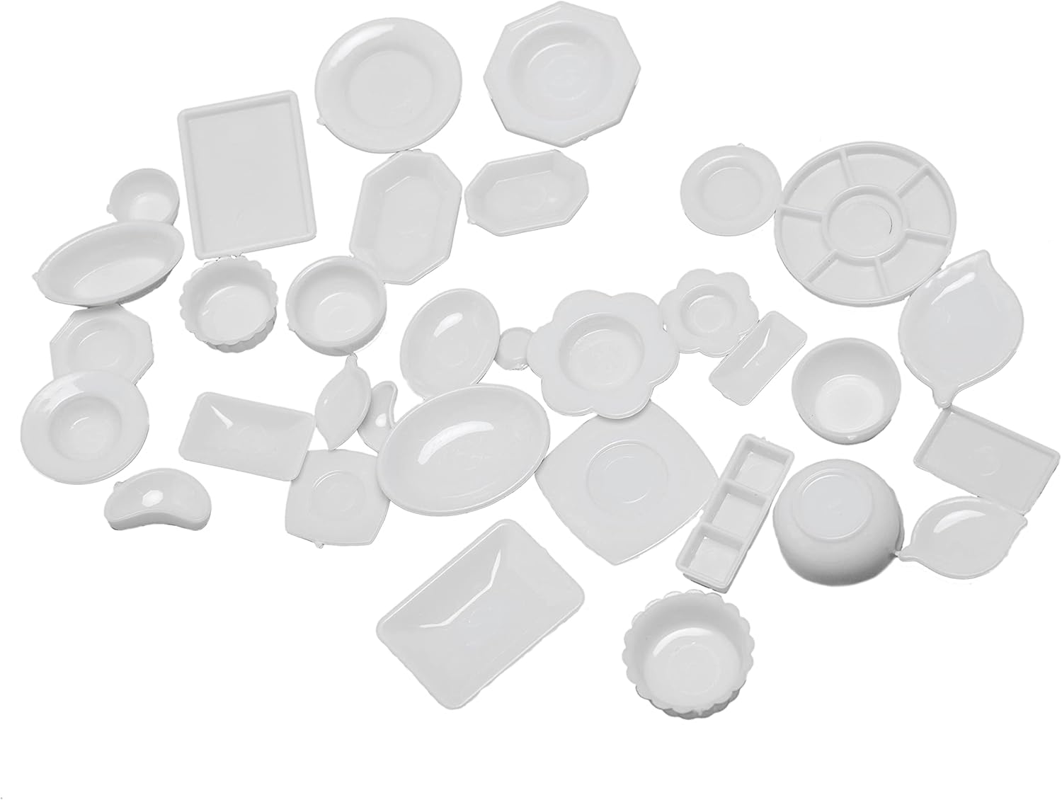 Fateanuki 1 12 Scale Doll House 34Pcs Plates Set Miniature Plate Multistyle Tableware Dish Kitchen Accessory Dollhouse Toy Dining Table Furnitures