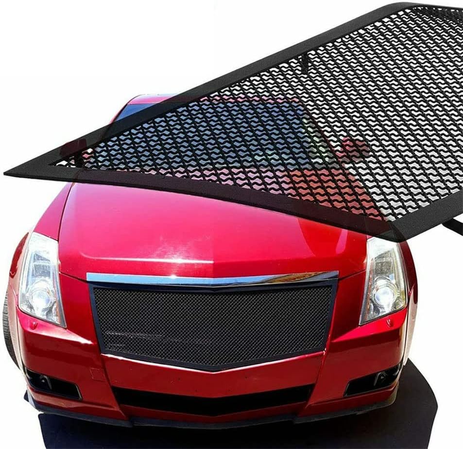Stainless Steel Mesh Grille Grill Insert Combo Compatible with 2008 2009 2010 2011 2012 2013 Cadillac CTS include Upper+lower (Black Powder Coated)