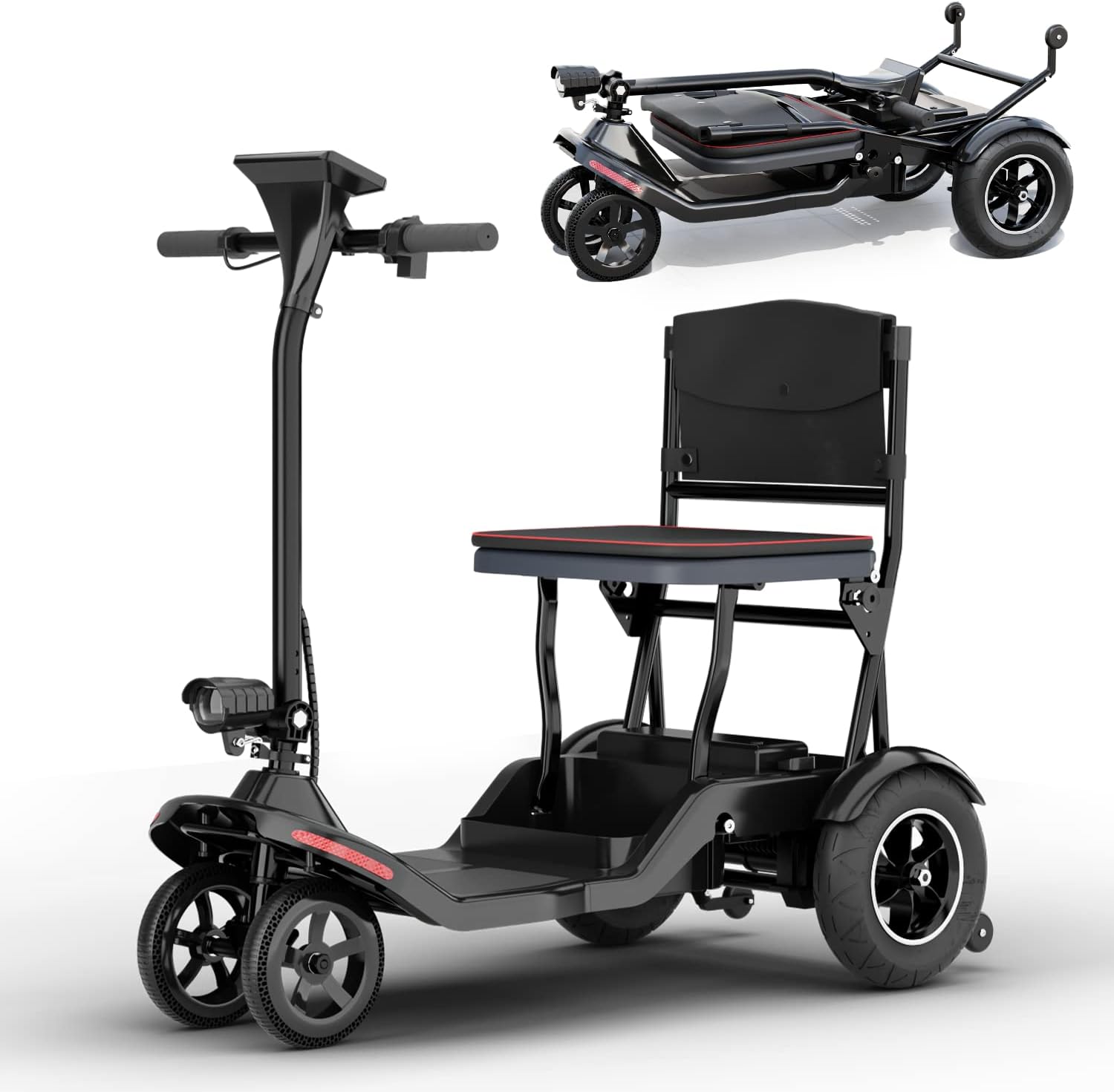 Mobility Scooter for Seniors, 3-Speed Electric Mobile Wheelchair, 4 Wheels Foldable Lightweight Electric Scooter for City Commutes