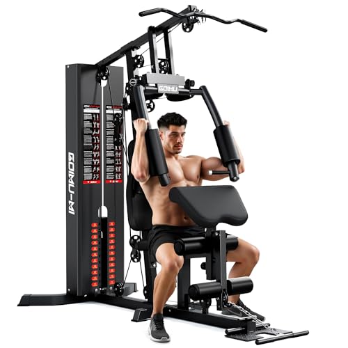 Home Gym, M1 Workout Station with 140LBS Weight Stack, Multifunctional Home Gym Equipment with Pulley System for Full Body Strength Training