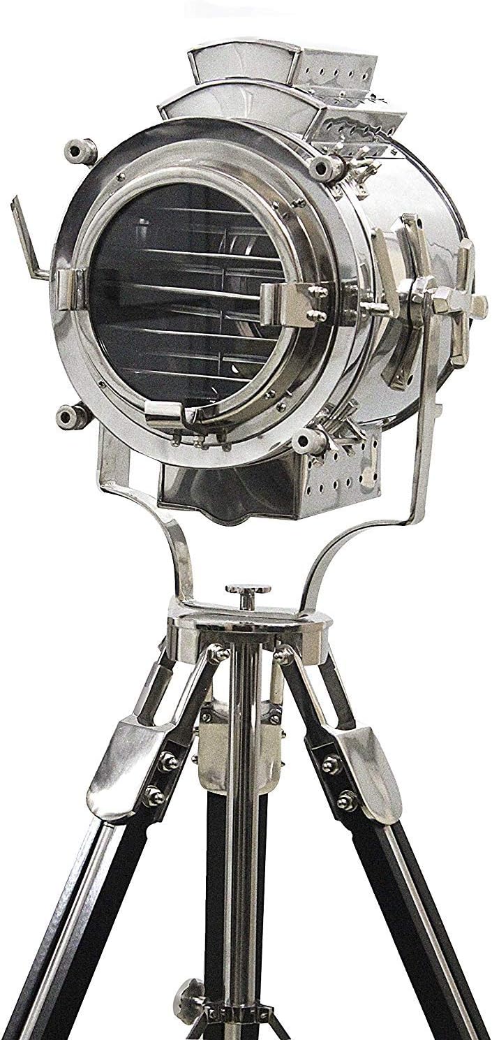 Vintage Modern Collectible Chrome Searchlight Home Black Screw Tripod Nautical Spotlights Floor Lamp (Floor Lamp 65 Inches)
