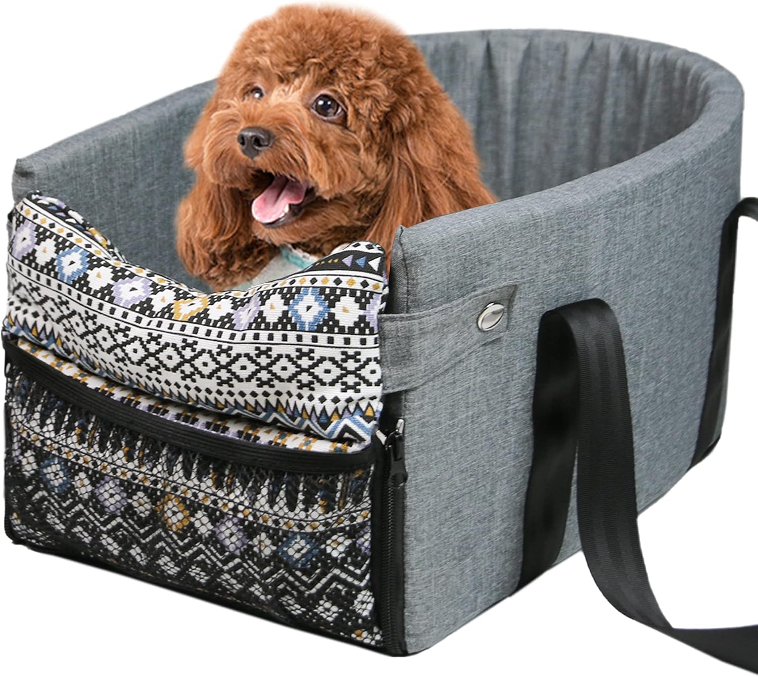 GeerDuo Small Dog Cat Car Booster Seat, Center Console Dog Car Seat, Pet Armrest Car Carrier