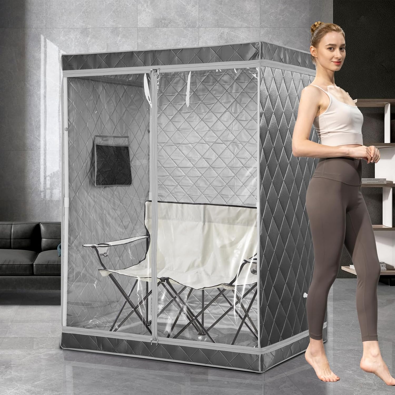 Full Size 2 Person Sauna Tent, Portable Steam Sauna Tent for Home, 2 Person Foldable Lightweight, Full Body Portable Sauna Tent for Home