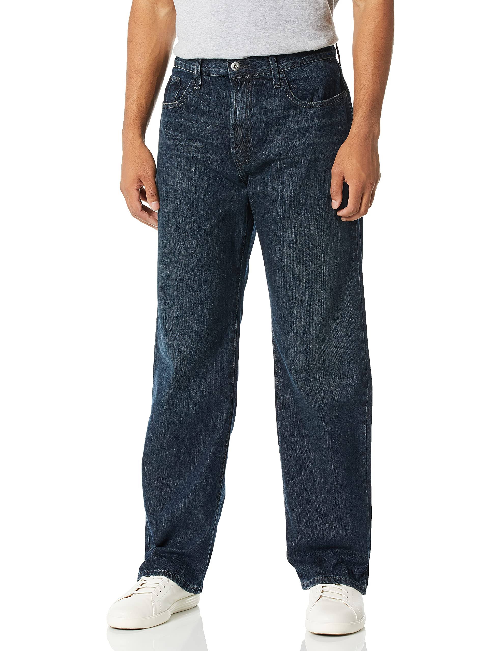 Nautica Men&s Loose Fit 5 Pocket Jean Pant, Rigger Blue, 42W 32L, Mens, 42W x 32L