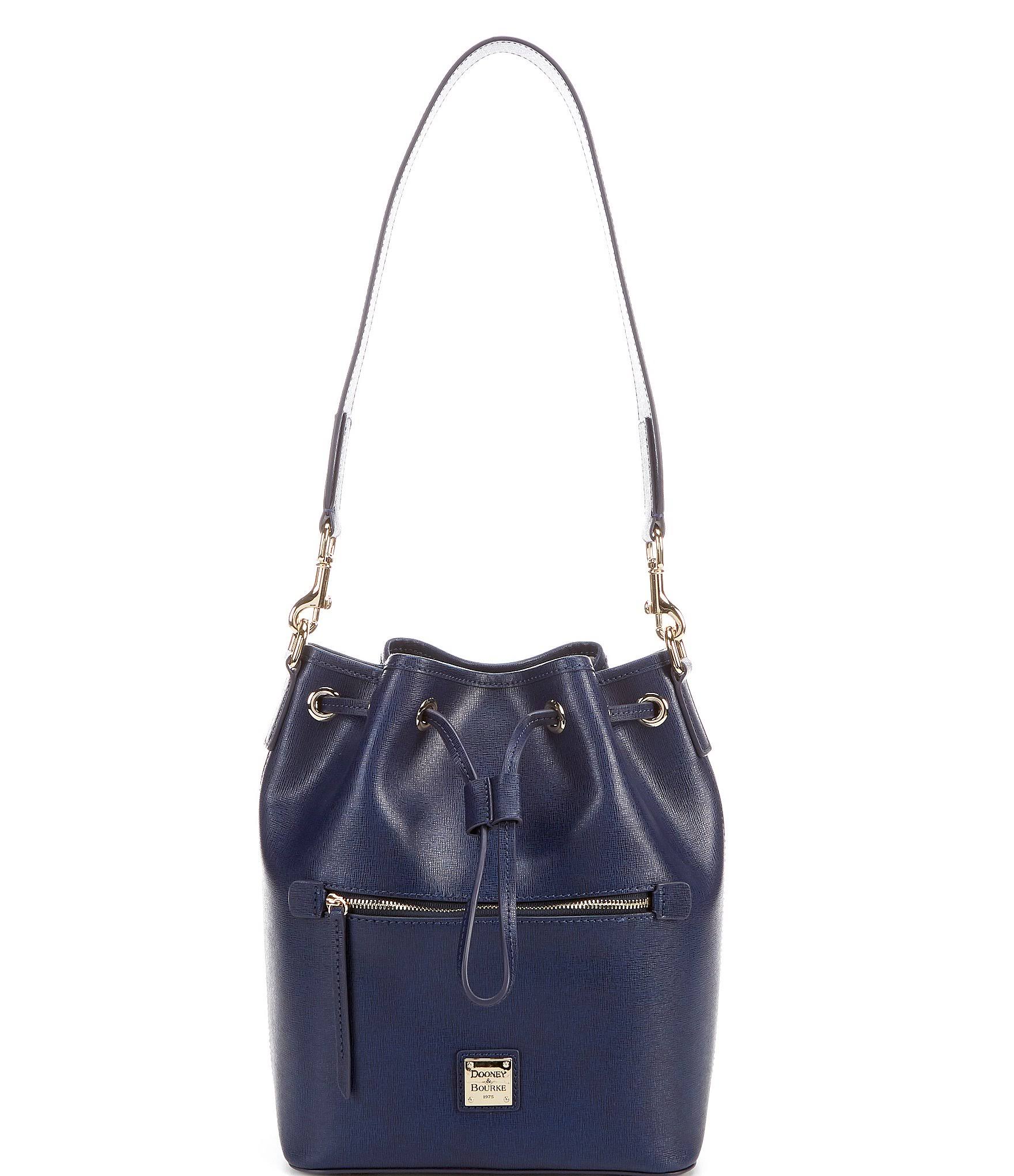 Dooney u0026 Bourke Leather Saffiano Drawstring Bag ,Marine