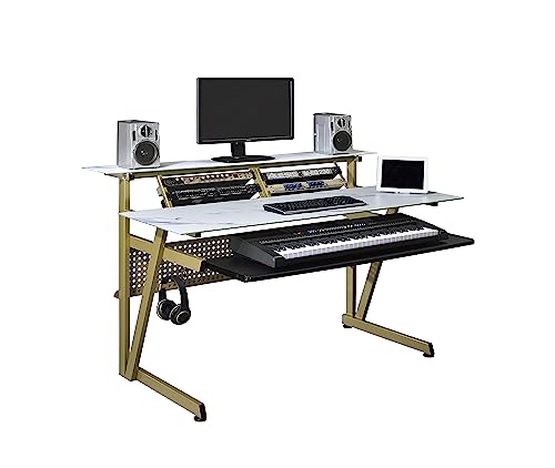 IM200 Series Tempered Glass Music Studio Workstation with 2 x 4U Rack (Black)