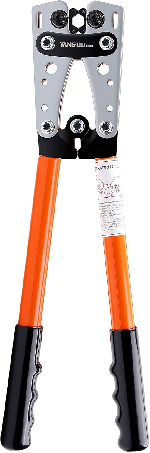 Yangoutool Cable Lug Crimping Tool for Heavy Duty Wire Lugs and Battery Terminal,Copper Lugs AWG 1/0, 2, 4, 6, 8, 10