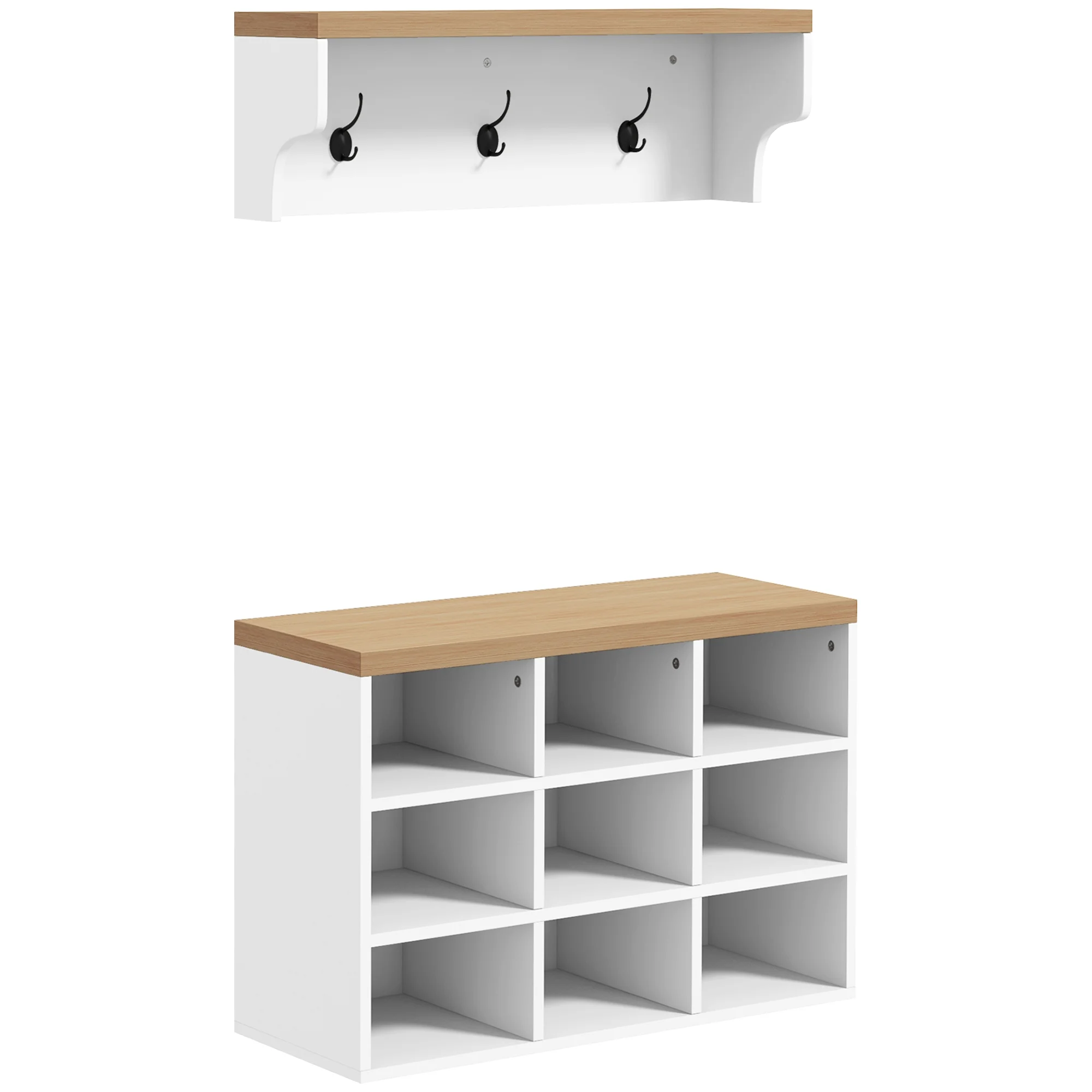 CoSoTower 2-In-1 Coat Rack Shoe Bench Set, 9 Pair Shoe Storage Cabinet Rack with Hall Tree, Modern Entryway, Hallway, Mudroom, Bedroom Organizer