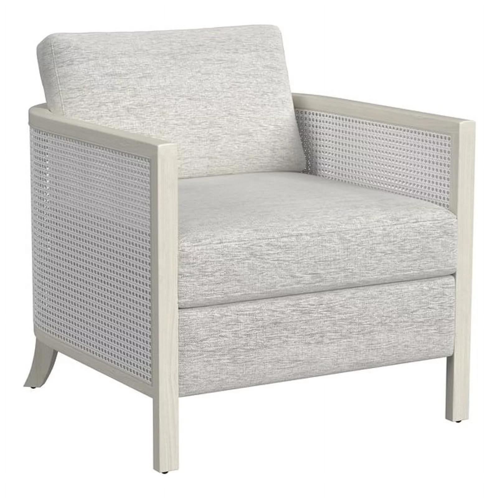 Maklaine Coastal Farmhouse Accent Chair in Hand Brushed White Wood and Fabric