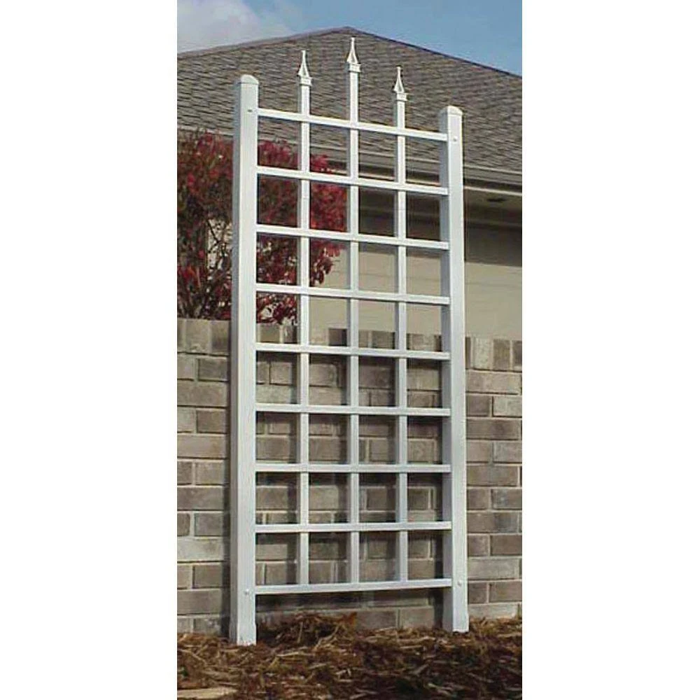 Dura-Trel 64 in. x 28 in. White Vinyl PVC Camelot Trellis, Whites