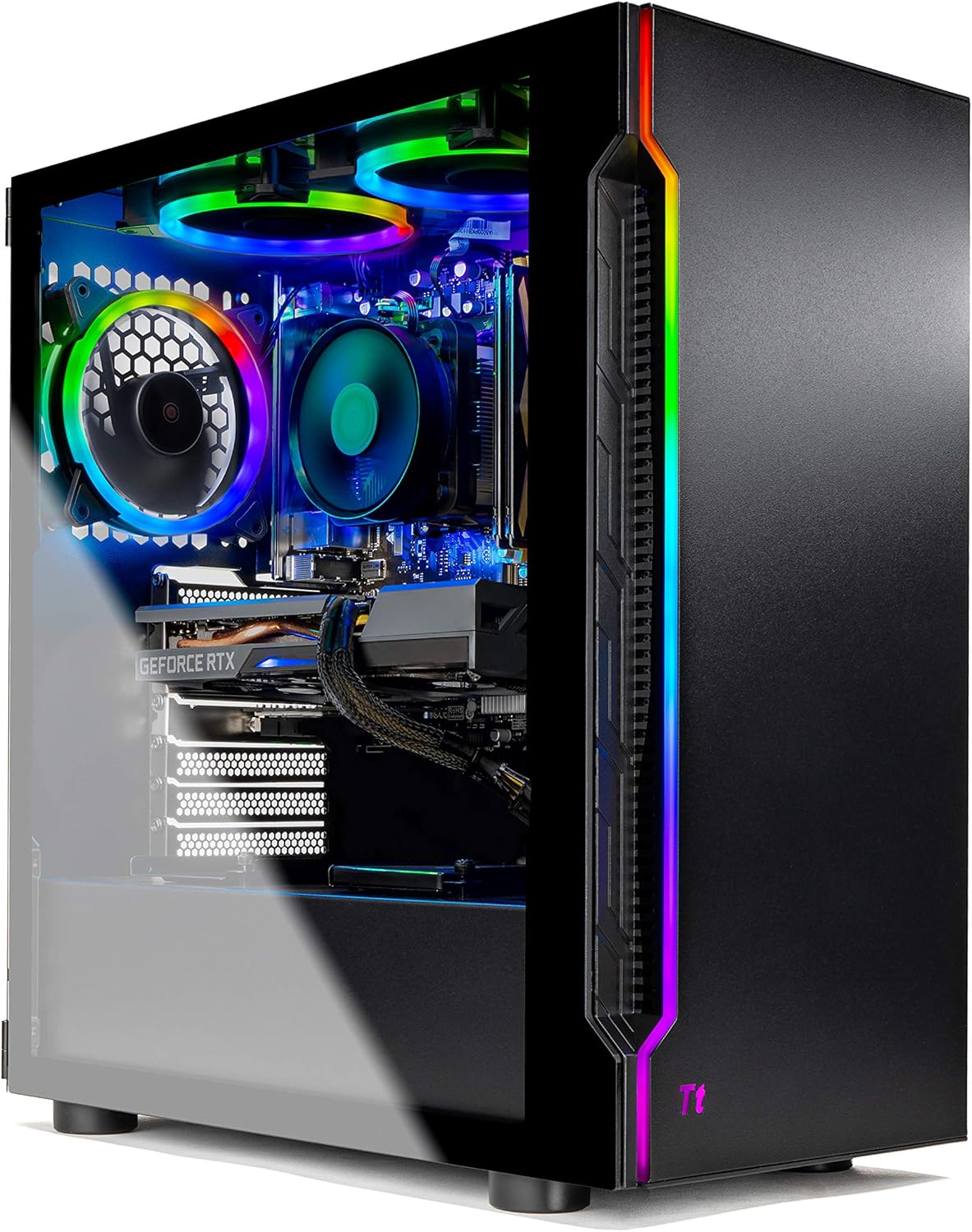 Skytech Shadow 3.0 Gaming PC Desktop - AMD Ryzen 5 3600 3.6GHz, RTX 3060 Ti 8GB GDDR6, 16GB DDR4 3000, 1TB NVMe SSD, 600W Gold PSU, AC WiFi