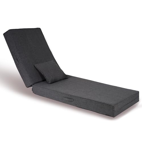 Outdoor Water-Resistant Olefin Chaise Lounge Cushions with Pillow, Weather and Fade Resistant Patio Furniture Lounge Chair Cushion Ideal for Patio