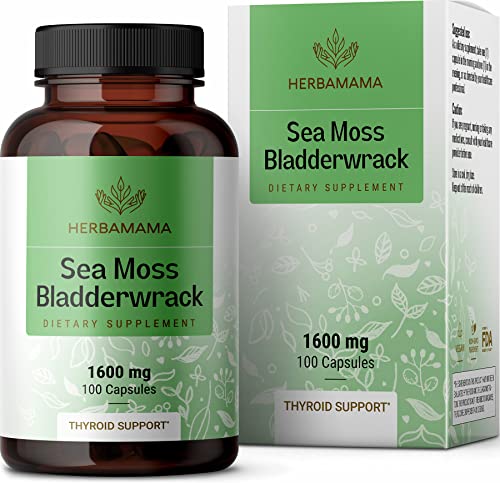 HERBAMAMA Sea Moss Capsules - Sea Moss Bladderwrack Supplement for Immunity, Thyroid, Digestive Health & Joint Support