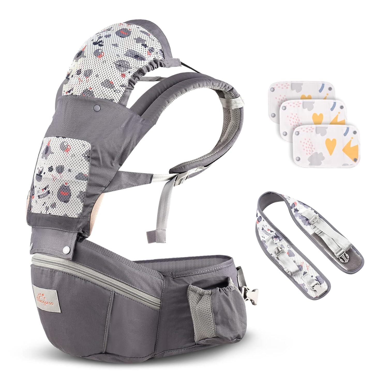 Baby Carrier Newborn to Toddler, Mumgaroo Ergonomic 6-in-1 Baby Carrier with Hip Seat Complete All Seasons