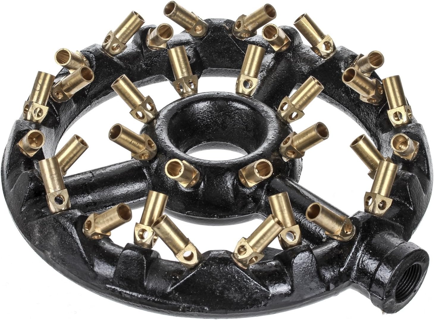 DuraSteel Propane Gas Jet Burner For Chinese Wok Range, Grilling, Stir Fry - Cast Iron Body Round Nozzle Jet Burner with 32 Brass Tips - Up 160