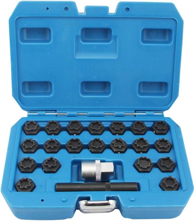 22 pc Wheel Locking Key Set Anti-Theft Wheel Rim Lug Nut Master Removal for Audi Pack of 2