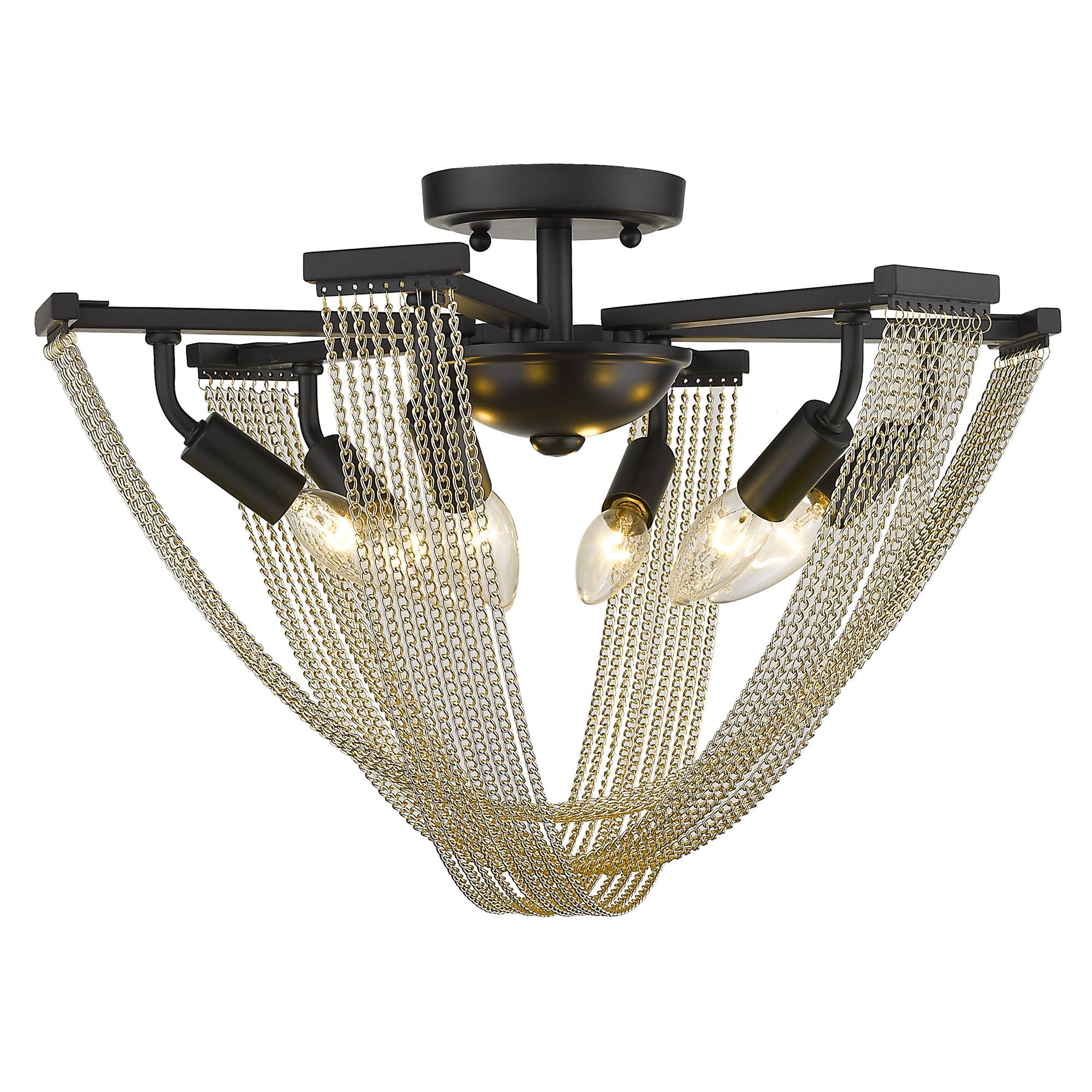 Golden Lighting 1896-6SF BLK-CHN Samba 6 Light Semi-Flush Matte Black