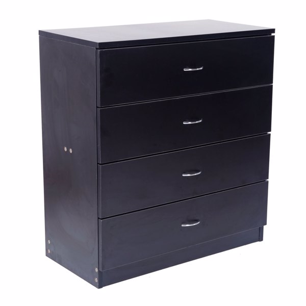 4-Drawer MDF Wood Simple Dresser, Black