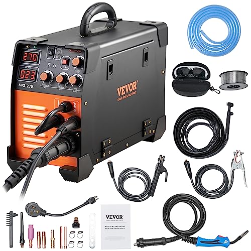 VEVOR MIG Welder, 3 in 1 270 Amp Welding Machine, 110 220V MIG Lift TIG Arc Welder, Portable Lift TIG Welder ARC Welder with IGBT DC Inverter