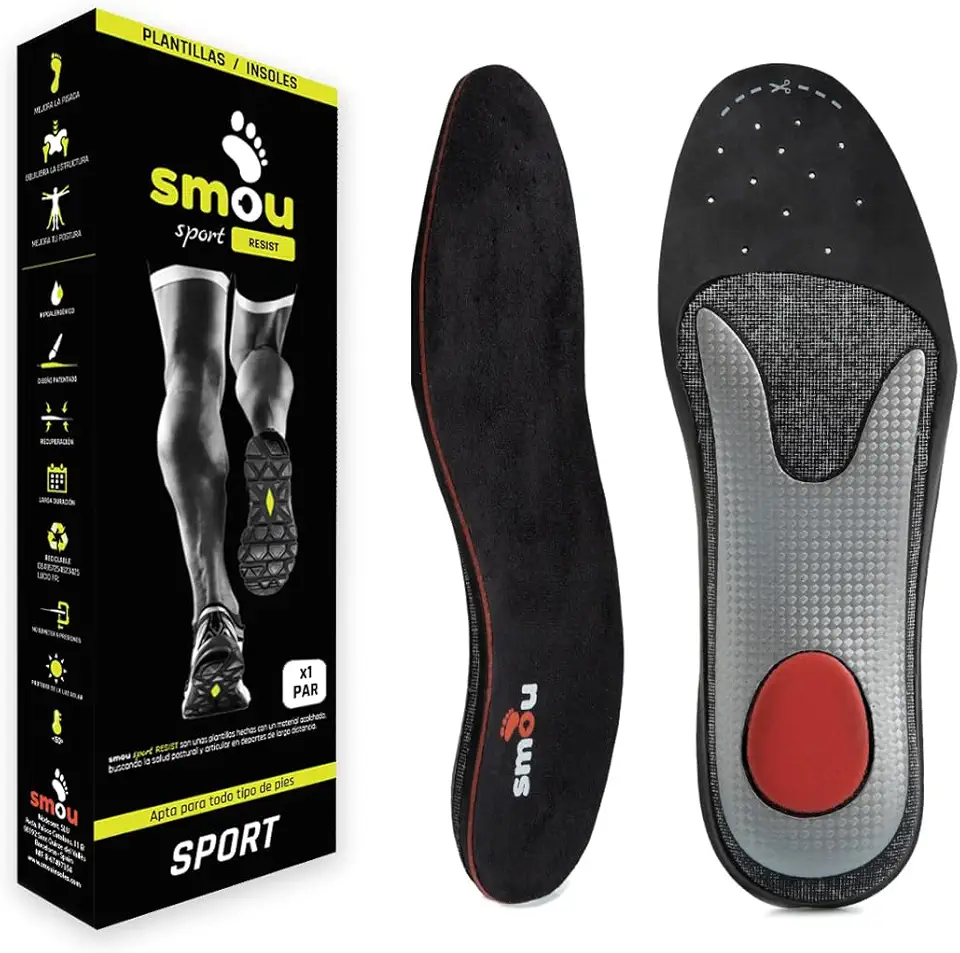 Sport Resist Sport Shock Absorbing Insoles | Running Gel Insoles for Men & Women |Arch Support and Cushioning Insert |Metatarsal & Heel Relief |Men's
