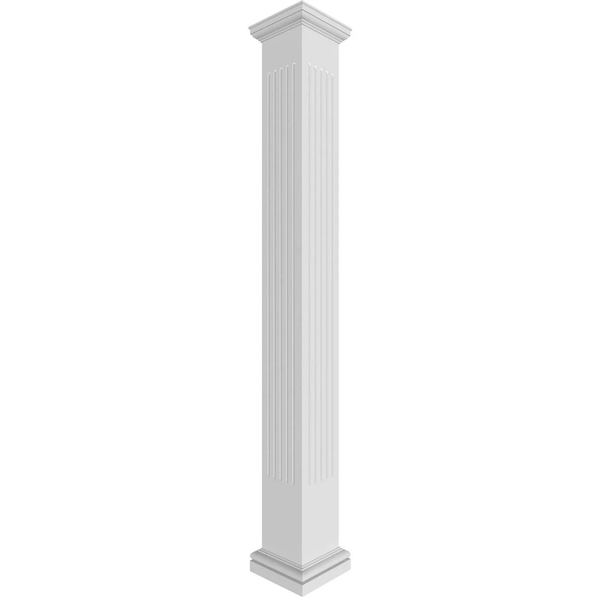 Ekena Millwork 8"W x 8'H Premium Square Non-Tapered Fluted PVC Endura-Craft Column Wrap Kit, Tuscan Capital & Base