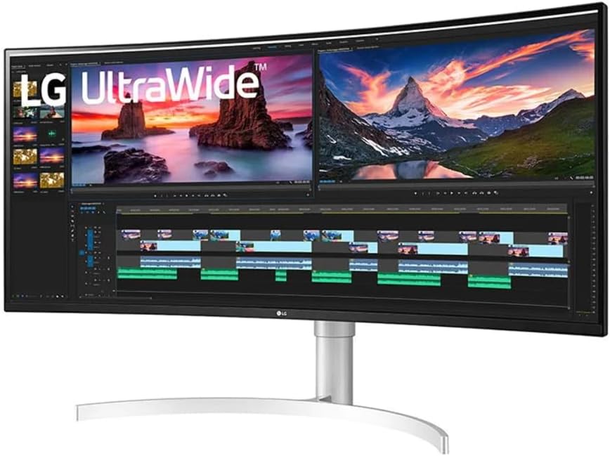 LG 38WN95C-W Monitor 38" 21:9 Curved UltraWide QHD+ (3840 x 1600) Nanio IPS Display, Thunderbolt 3, 1ms Response Time, 144Hz Refresh Rate