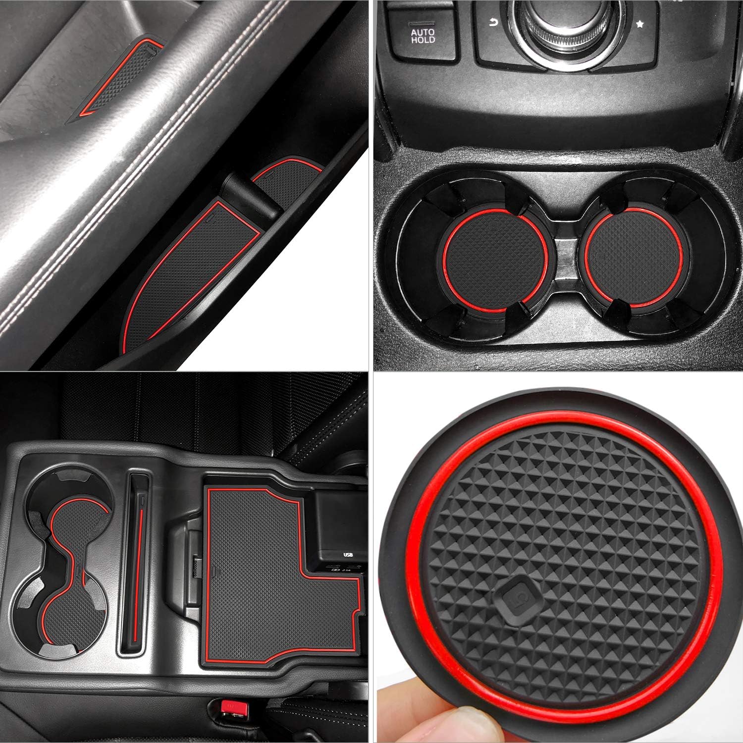 auovo 18pcs Anti Dust Mats for Mazda CX-5/CX5 Accessories 2017-2022 Custom Fit Door Compartment Cup Holder Center Console Liners Car Interior (Red)