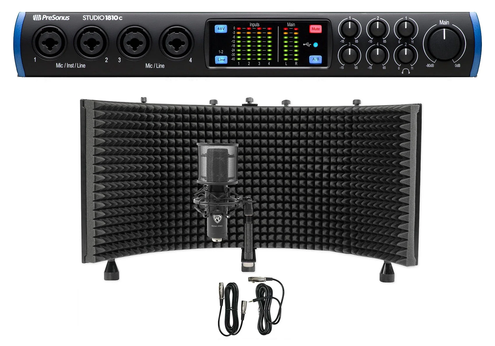 Presonus STUDIO 1810C 18x8 USB-C Audio Recording Interface +Mic and Vocal Shield