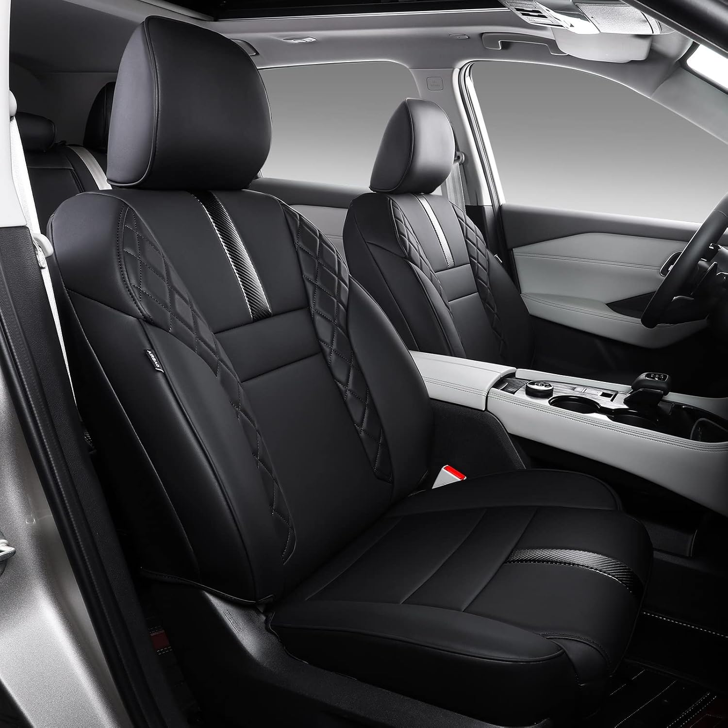 Xipoo Fit 2021-2023 Nissan Rogue Seat Covers Front and Back PU Leather Car Seat Covers for 2021 2022 2023 Nissan Rogue Accessories（2021-2023 Regular