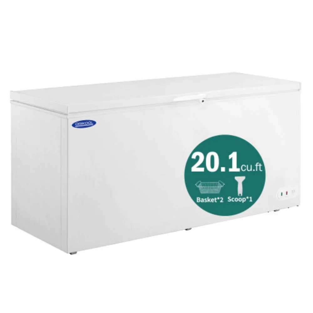 ORIKOOL Chest Freezer 20.1 Cu.ft Solid Top Commercial Deep Chest Freezers with Lockable Stay-Open Lid Painted for Back-of-House Bulk Storage  White +