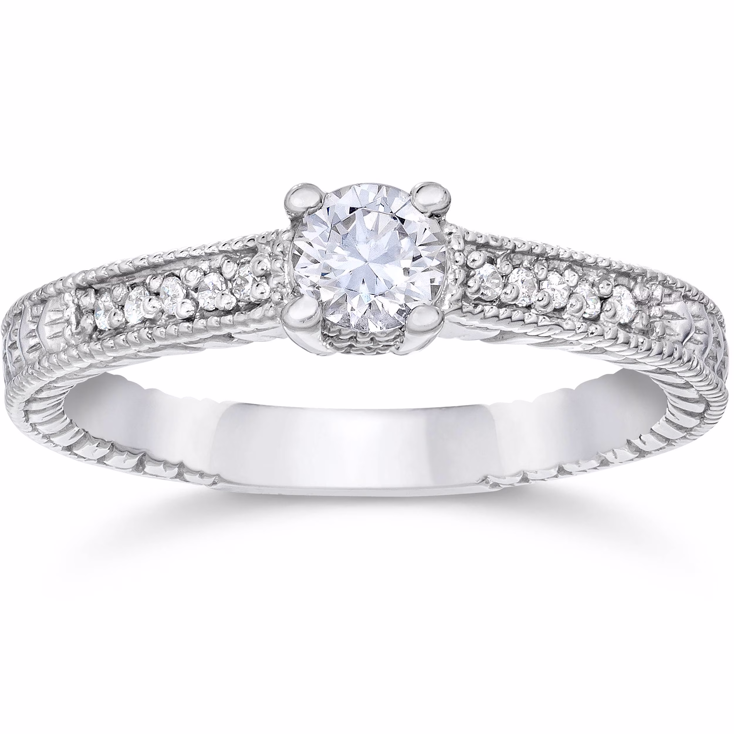Pompeii3 1/2ct Vintage Diamond Engagement Ring 14K White Gold