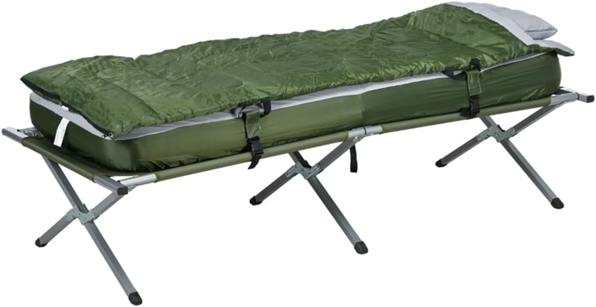 Multifunctional Folding Camping Cots for Adults, Elevated Tent with Sleeping Bag, Thick Air Mattress Pad, Portable Single Sleeping Cot Camping Bed