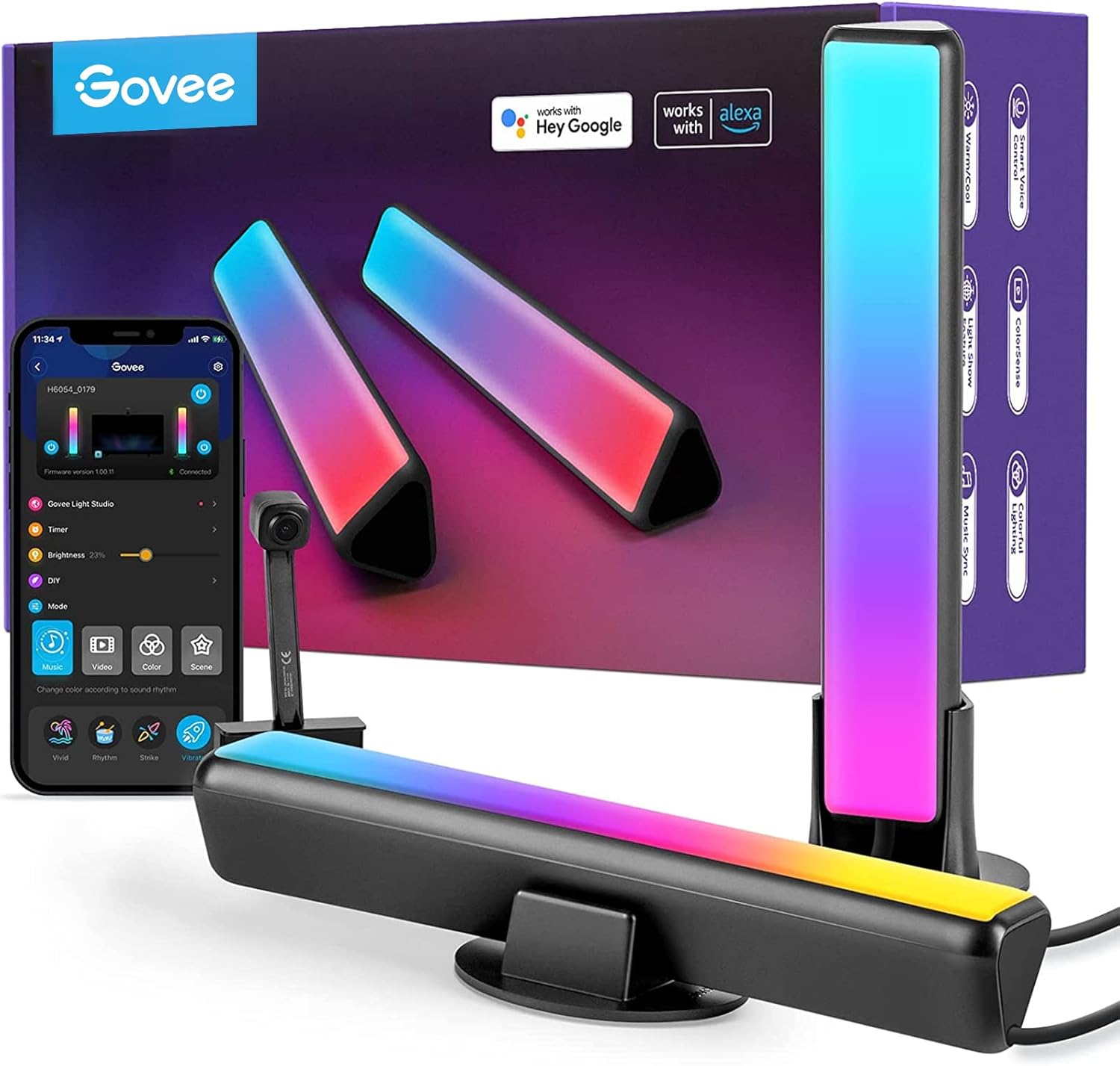 Govee LED Smart Light Bars with Camera, RGBIC Smart Backlights, Music Sync Kit Works with Alexa & Google Assistant
