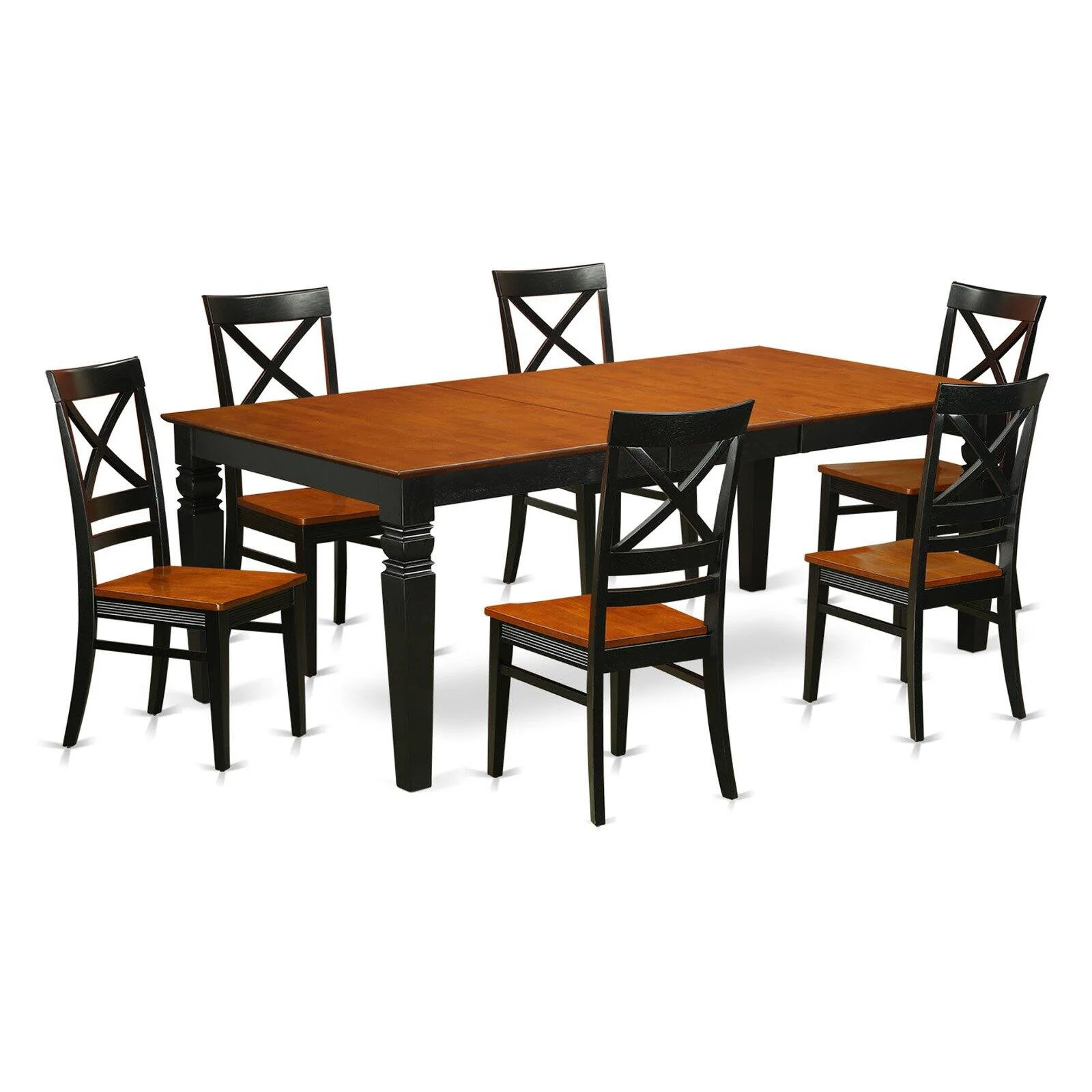 East West Furniture Logan 7-piece Wood Kitchen Table and Chairs in Black/Cherry
