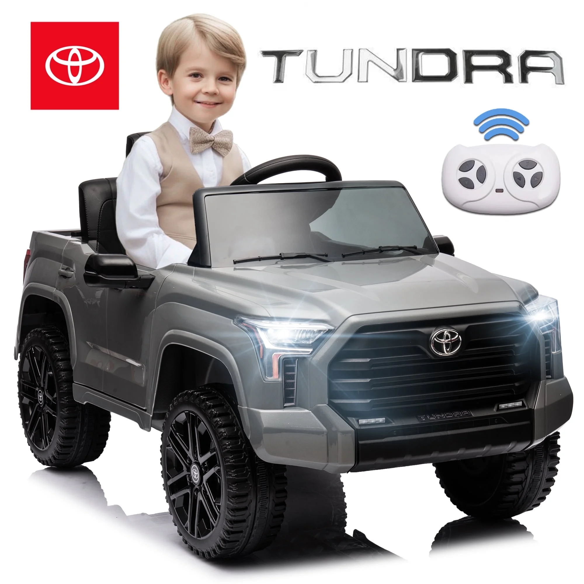 12 V Kids Ride on Car Officially Licensed Toyota Tundra Pickup, Battery Powered Toy Electric Car w/Remote Control, MP3, Bluetooth, LED Light