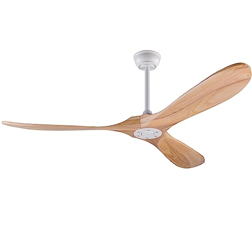 60 inch Ceiling Fans without Light, Solid Wood Ceiling Fan with Remote Control Modern Ceiling Fan no Light