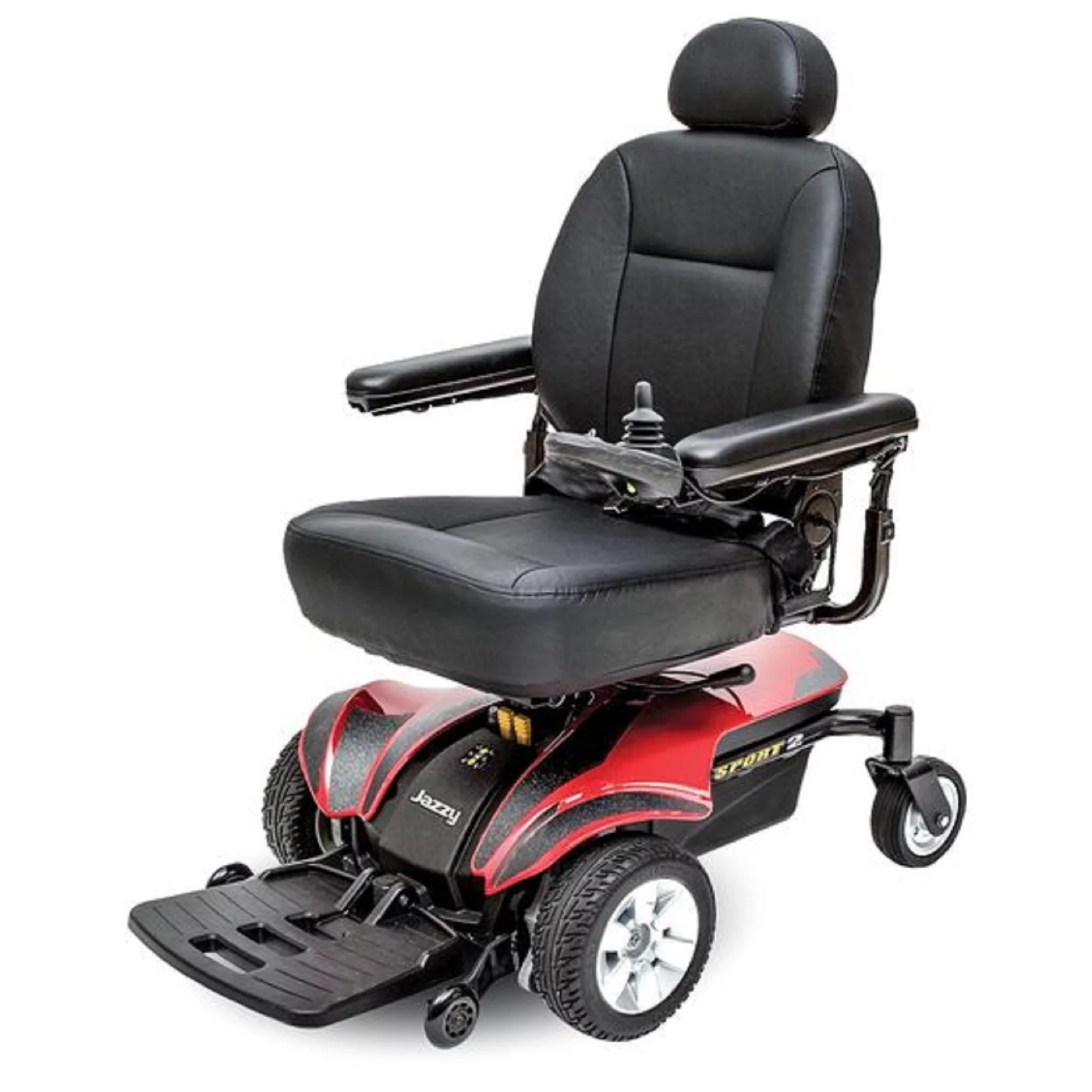 Pride Mobility - Jazzy Sport 2 - Front-Wheel Drive Power Chair - Jazzy Red - PHILLIPS POWER PACKAGE TM
