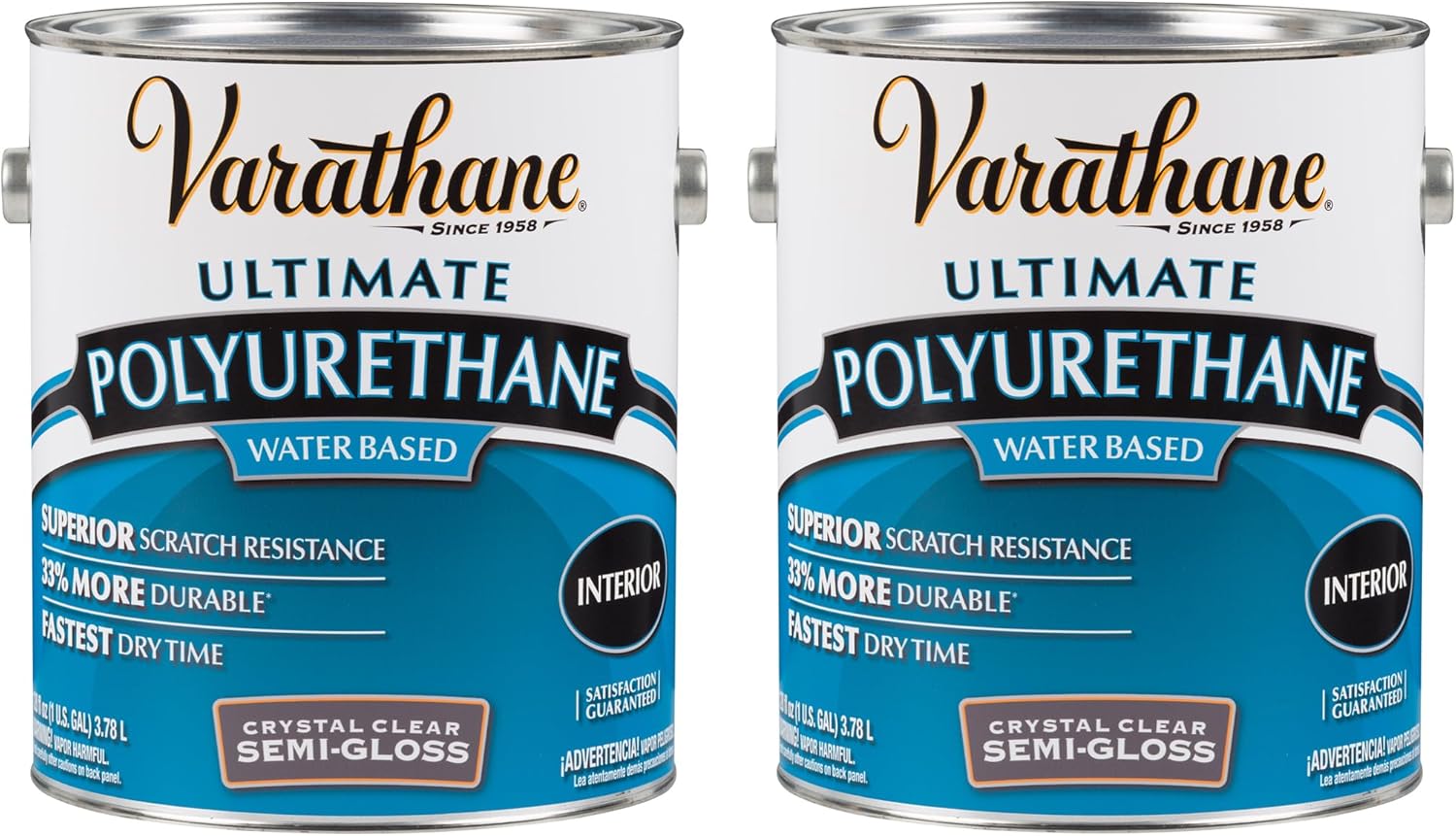 Varathane 200131-2PK Water-Based Ultimate Polyurethane, Gallon, Semi-Gloss Finish, 2 Pack