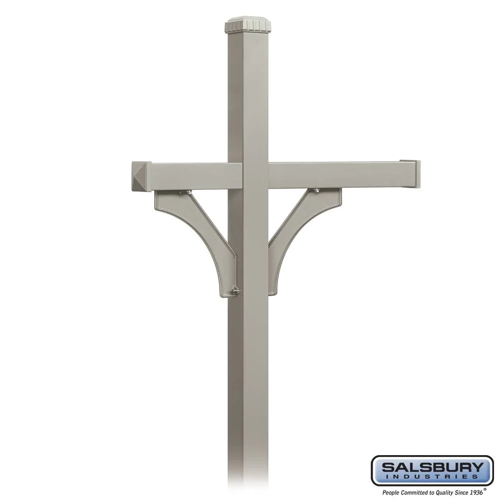 Salsbury Industries 4873NIC Deluxe Mailbox Post - 2 Sided for (3) Mailboxes - In-Ground Mounted - Nickel