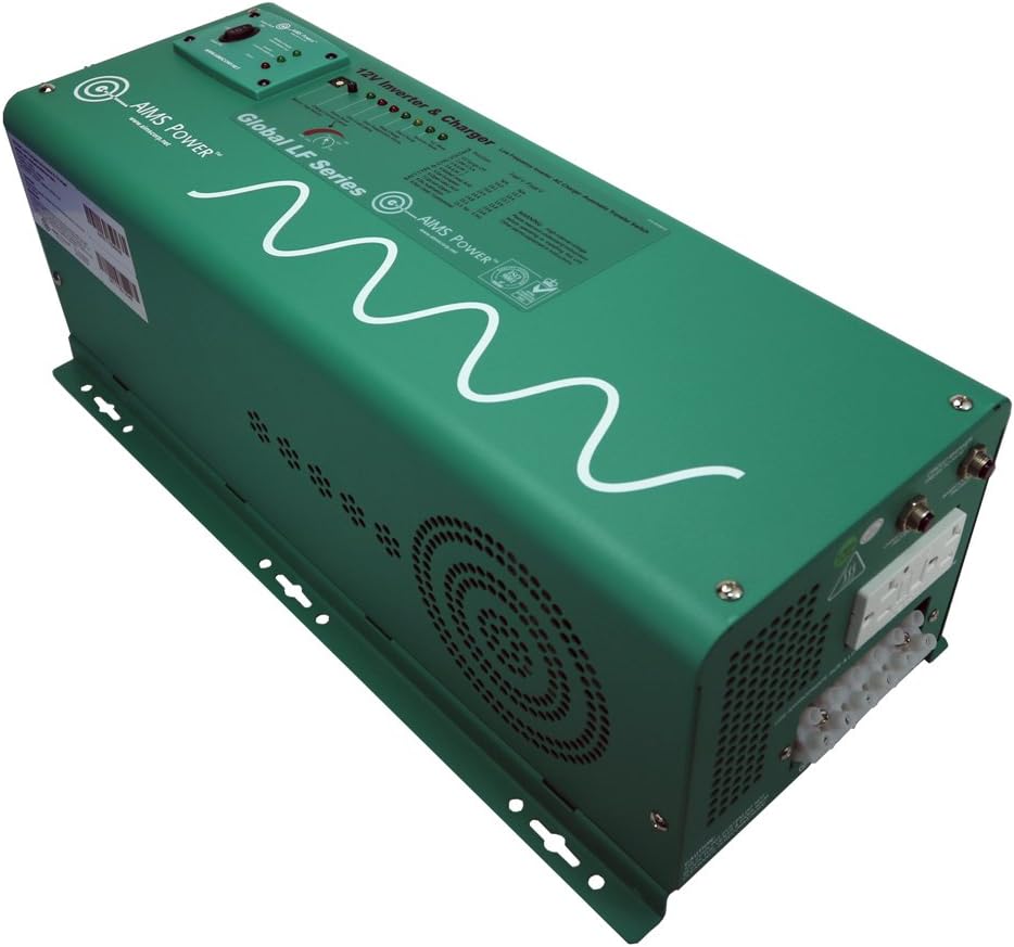 AIMS Power PICOGLF25W12V120AL Green 2500W Power Inverter Charger with Transfer Switch (12VDC to 120VAC)