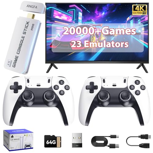 Wireless Retro Game Console Built-in 20000+ Games and 23 Emulators, 2025 New Plug & Play Retro Gaming Console with 4K Output & Dual 2.4G Controllers